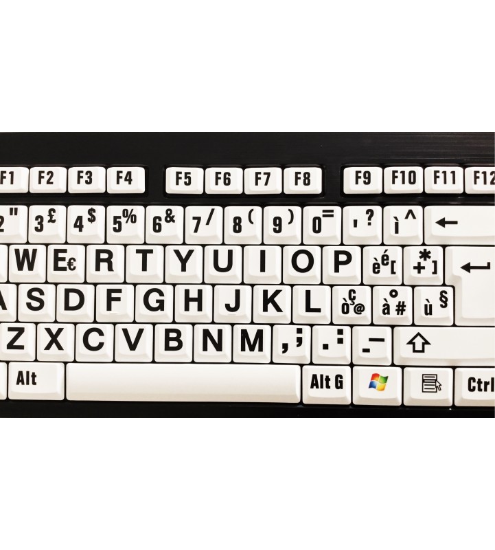 LargePrint Black on White - PC Nero Slim Line Keyboard