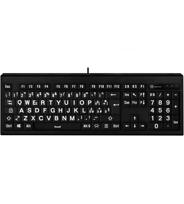 LargePrint White on Black - PC ASTRA Backlit Keyboard - IT Italian